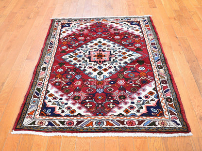 Red 3'6" x 5'3" Persian Hand knotted Wool Rug - Sku: O059678
