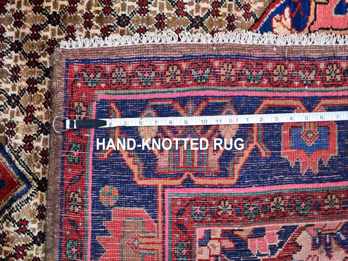 Hamadan Persian hand-knotted wool rug in Brown & Navy Blue, 5'3" x 10'6" — SKU O059683 (view 7)