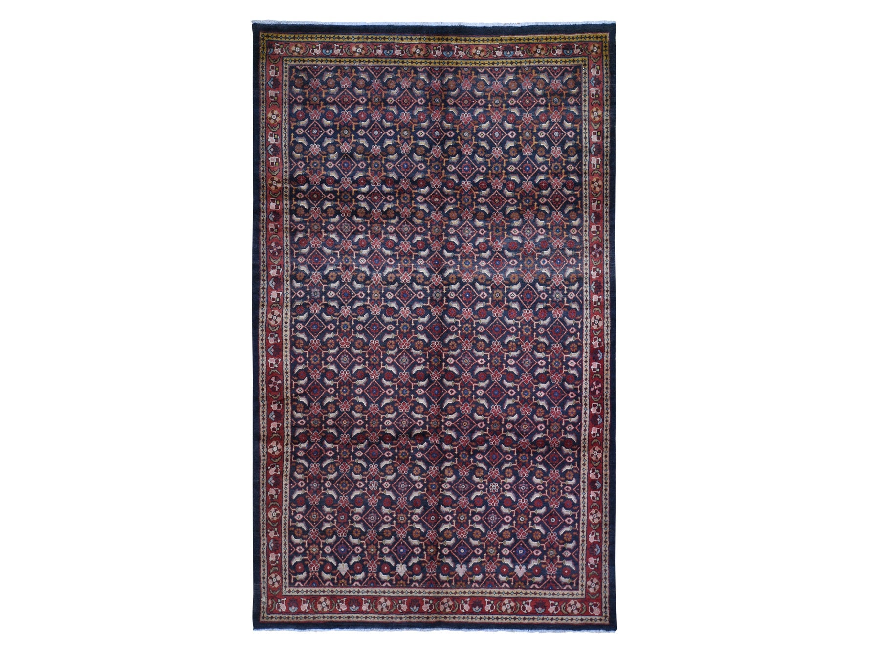 Mahal Persian hand-knotted wool rug in Black & Red, 6'1" x 10' — SKU O059697