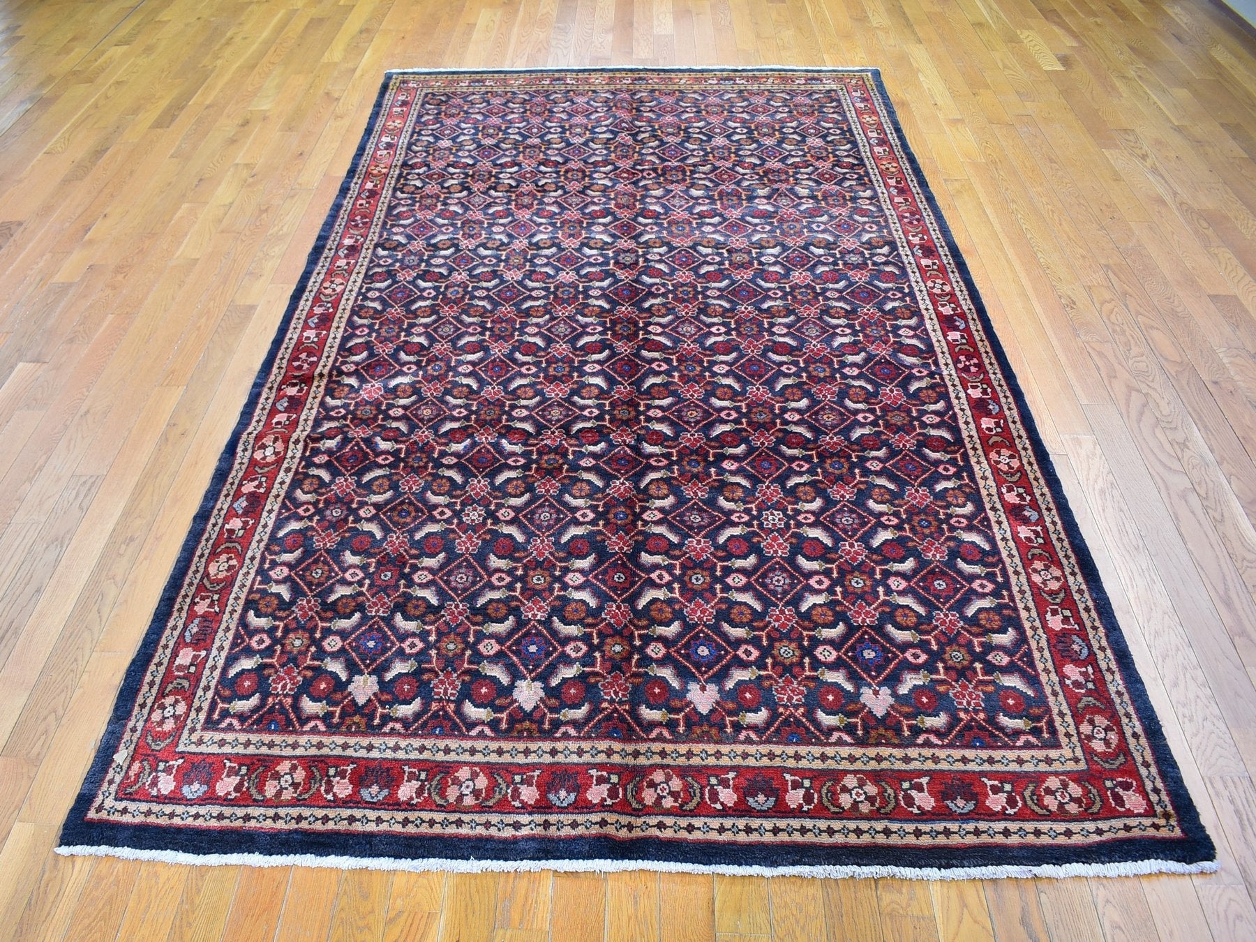 Mahal Persian hand-knotted wool rug in Black & Red, 6'1" x 10' — SKU O059697 (view 2)