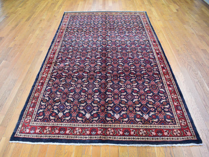 Black 6'1" x 10'0" Persian Hand knotted Wool Rug - Sku: O059697