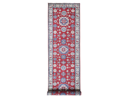 Red 3'10" x 17'3" Tribal Hand knotted Wool Rug - Sku: O059699