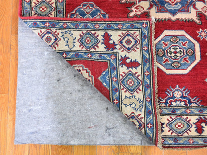 Kazak Kazak hand-knotted wool runner in Red & Ivory, 3'10" x 17'3" — SKU O059699 (view 4)