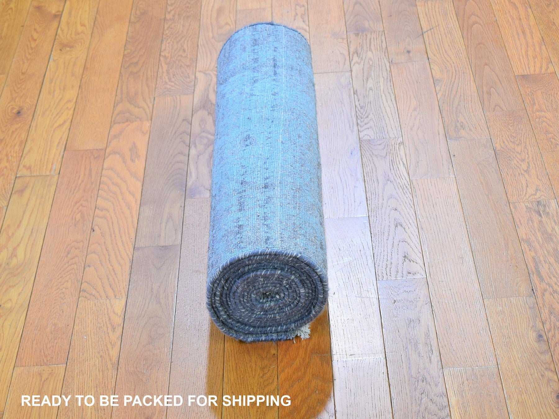 Transitional hand-knotted wool/silk runner in Green, 2'7" x 14' — SKU O059705 (view 5)