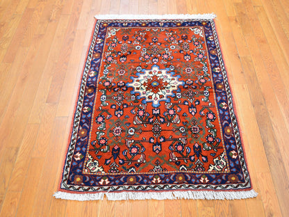 Orange 3'3" x 4'5" Persian Hand knotted Wool Rug - Sku: O059709