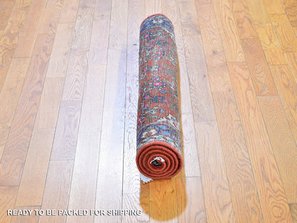 Orange 3'3" x 4'5" Persian Hand knotted Wool Rug - Sku: O059709