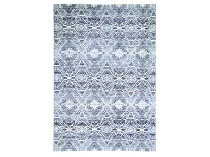 Black 8'8" x 12'1" Modern and Contemporary Hand knotted Silk Rug - Sku: O059722