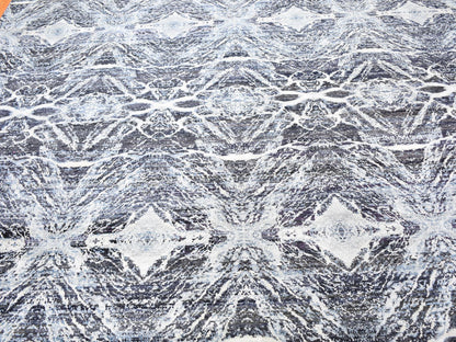 Black 8'8" x 12'1" Modern and Contemporary Hand knotted Silk Rug - Sku: O059722