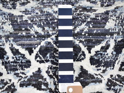 Black 8'8" x 12'1" Modern and Contemporary Hand knotted Silk Rug - Sku: O059722