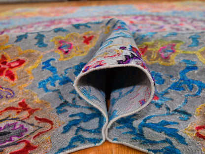Blue 9'9" x 13'8" Transitional Hand knotted Wool/Silk Rug - Sku: O059736