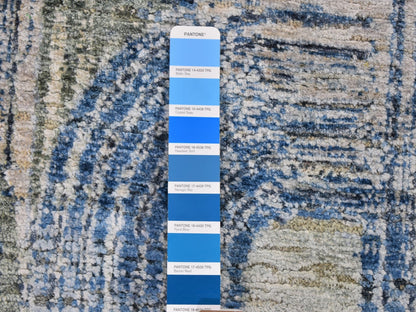 Blue 3'1" x 5'0" Modern and Contemporary Hand knotted Wool/Silk Rug - Sku: O059737
