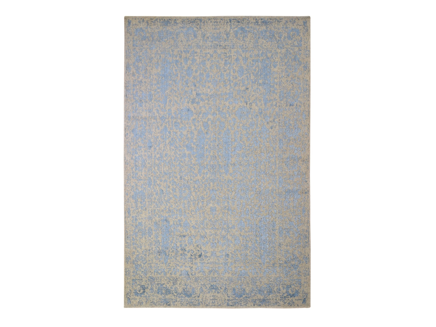 Transitional hand-knotted wool/silk rug in Blue, 5'10" x 9' — SKU O059762