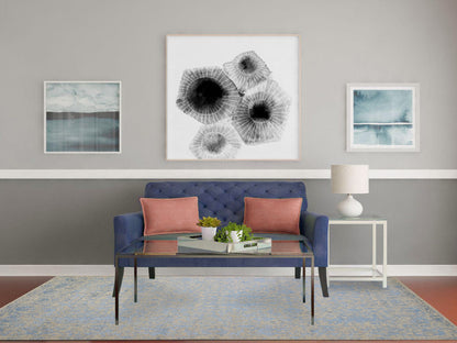 Blue 5'10" x 9'0" Transitional Handloom Wool/Silk Rug - Sku: O059762
