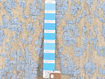 Blue 5'10" x 9'0" Transitional Handloom Wool/Silk Rug - Sku: O059762