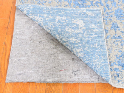 Blue 5'10" x 9'0" Transitional Handloom Wool/Silk Rug - Sku: O059762