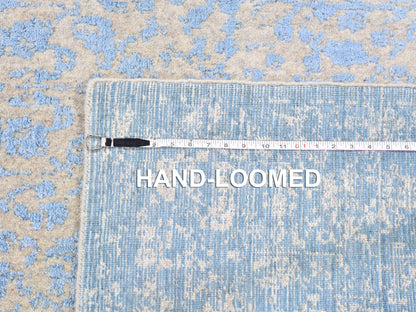 Blue 5'10" x 9'0" Transitional Handloom Wool/Silk Rug - Sku: O059762