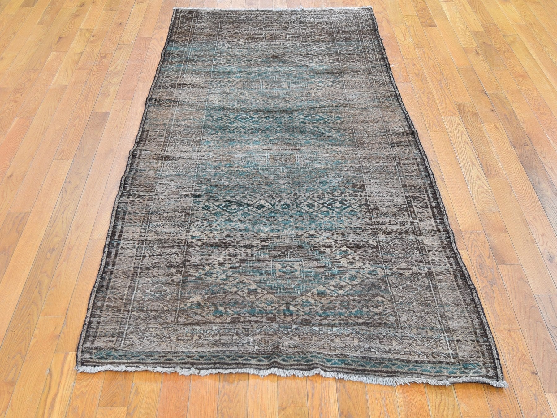Baluch Tribal & Geometric hand-knotted wool rug in Brown, 4' x 8' — SKU O059770 (view 2)