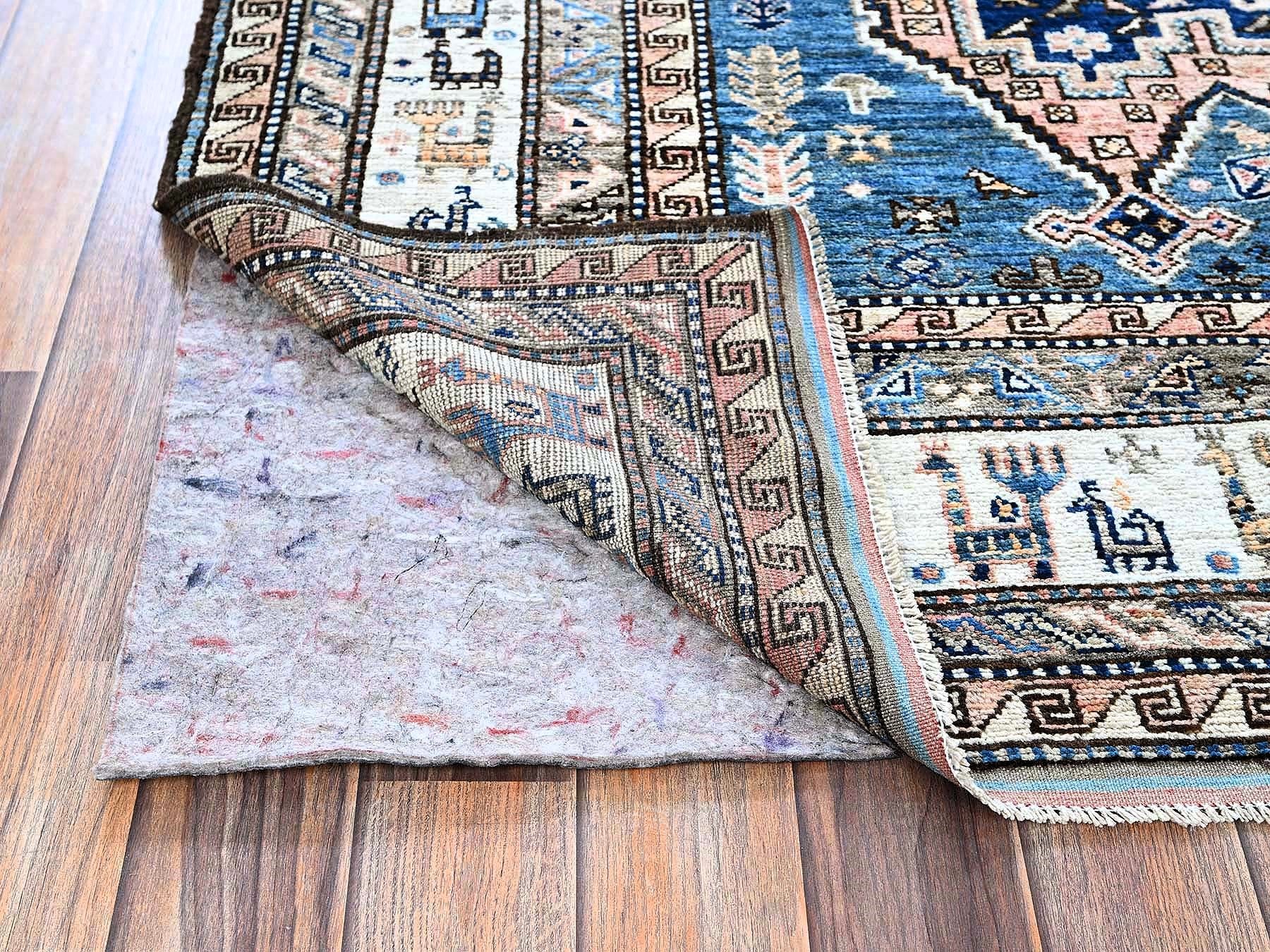 Ersari Kazak hand-knotted wool rug in Pink & Ivory, 5' x 6'3" — SKU O0597 (view 3)