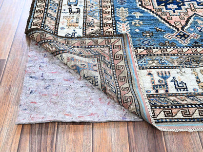 Ersari Kazak hand-knotted wool rug in Pink & Ivory, 5' x 6'3" — SKU O0597 (view 3)