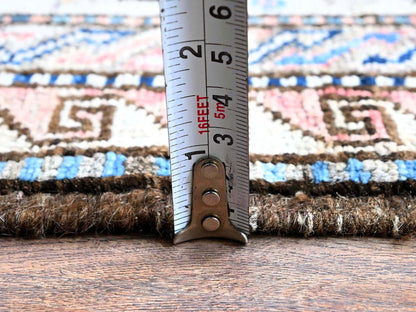 Pink 5'0" x 6'3" Tribal Hand knotted Wool Rug - Sku: O0597