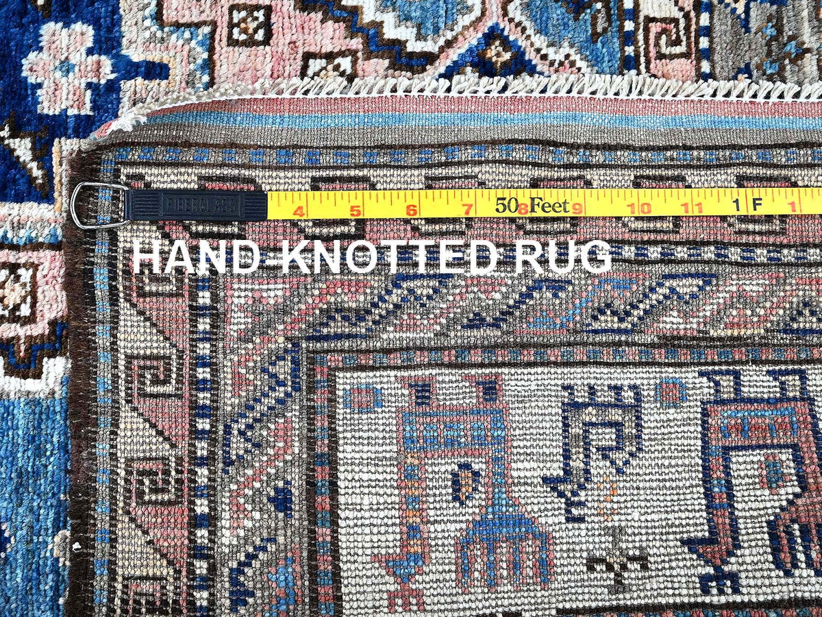 Ersari Kazak hand-knotted wool rug in Pink & Ivory, 5' x 6'3" — SKU O0597 (view 7)