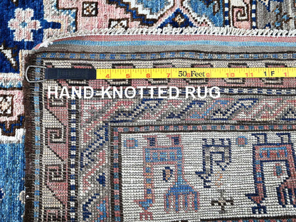Ersari Kazak hand-knotted wool rug in Pink & Ivory, 5' x 6'3" — SKU O0597 (view 7)