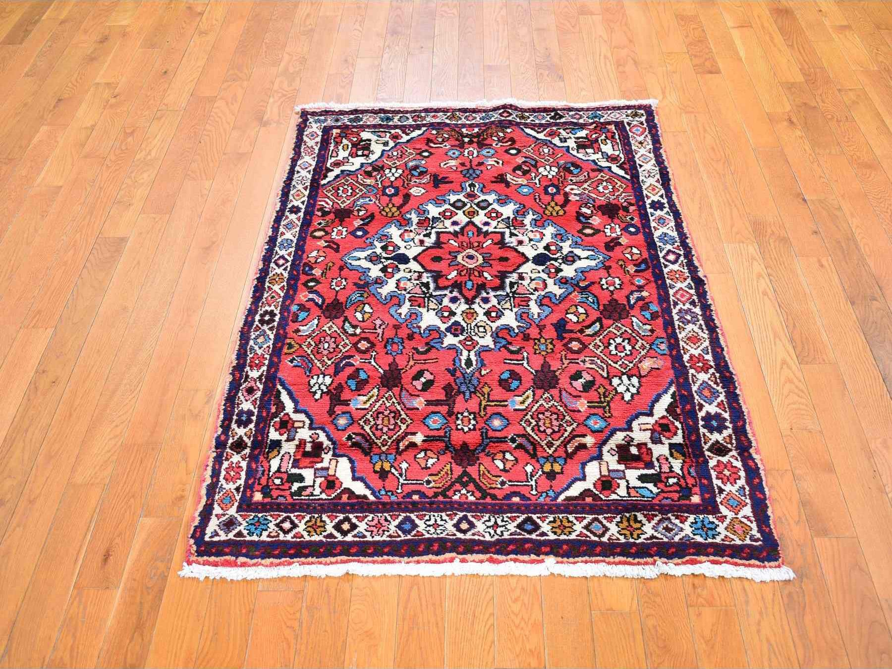 Red 3'6" x 5'4" Persian Hand knotted Wool Rug - Sku: O059828