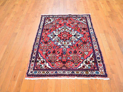 Red 3'6" x 5'4" Persian Hand knotted Wool Rug - Sku: O059828