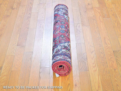 Red 3'6" x 5'4" Persian Hand knotted Wool Rug - Sku: O059828