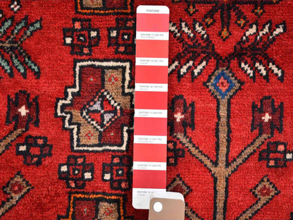 Red 4'1" x 8'6" Persian Hand knotted Wool Rug - Sku: O059837