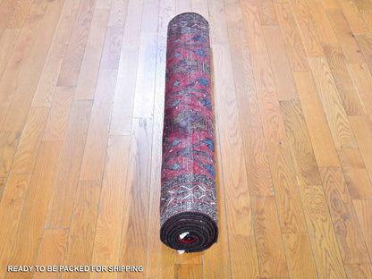 Red 4'1" x 8'6" Persian Hand knotted Wool Rug - Sku: O059837