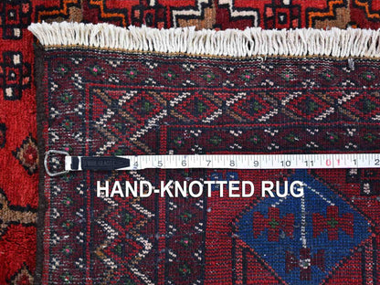 Red 4'1" x 8'6" Persian Hand knotted Wool Rug - Sku: O059837