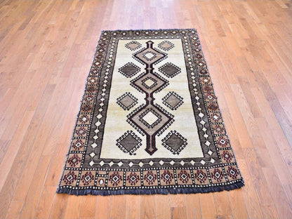Ivory 3'6" x 6'10" Persian Hand knotted Wool Rug - Sku: O059845