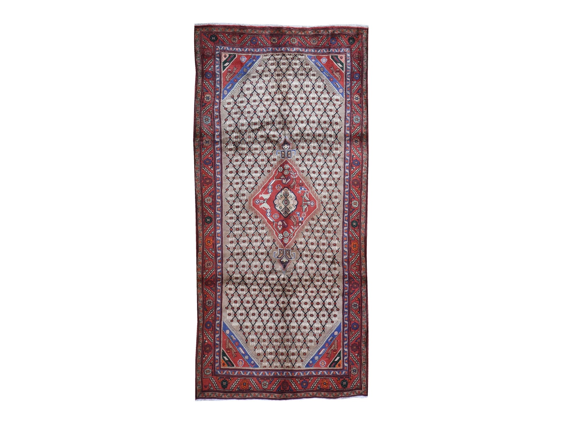 Serab Persian hand-knotted wool runner in Brown & Red, 4'9" x 10'1" — SKU O059857
