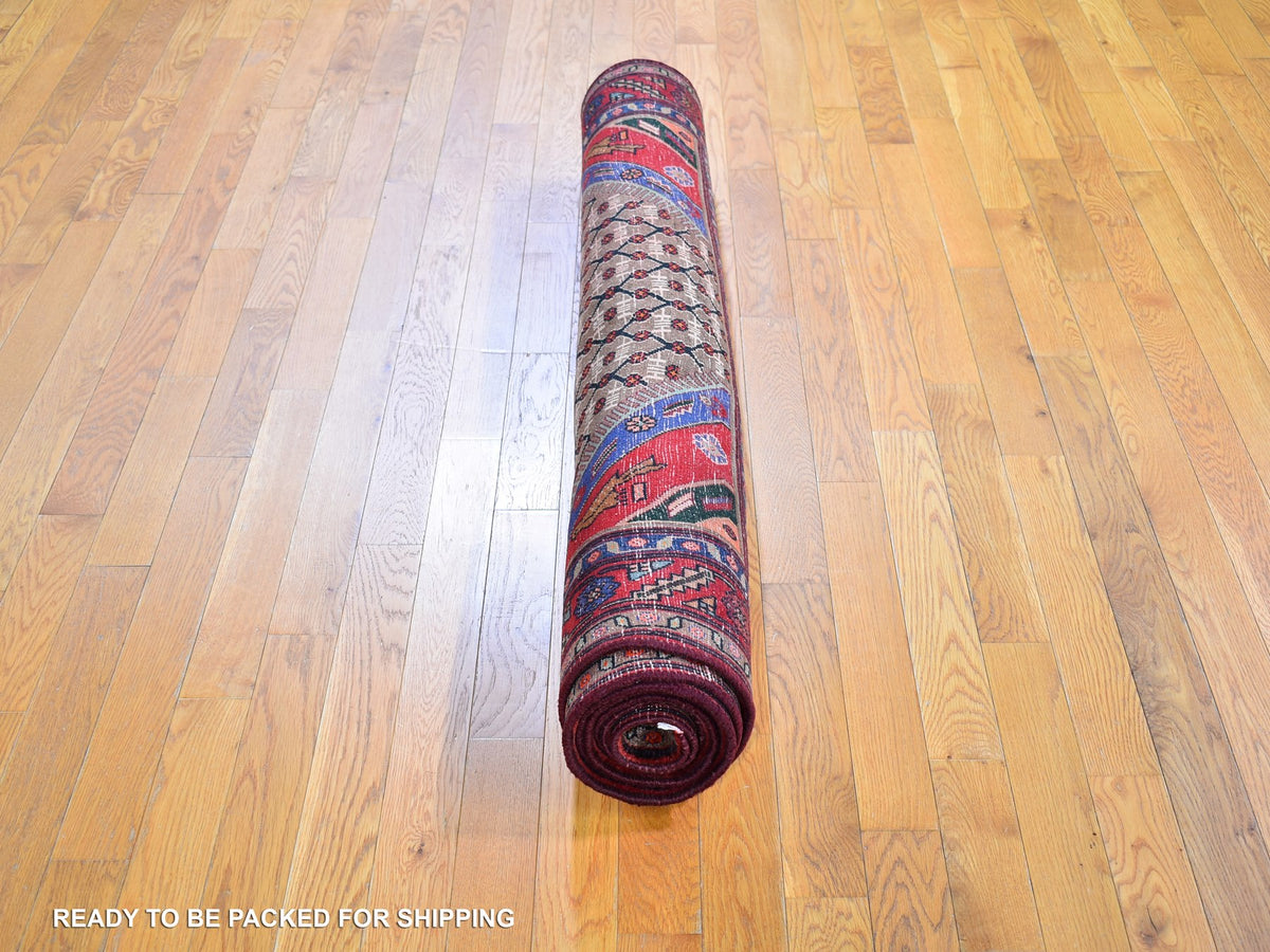 Serab Persian hand-knotted wool runner in Brown & Red, 4'9" x 10'1" — SKU O059857 (view 4)