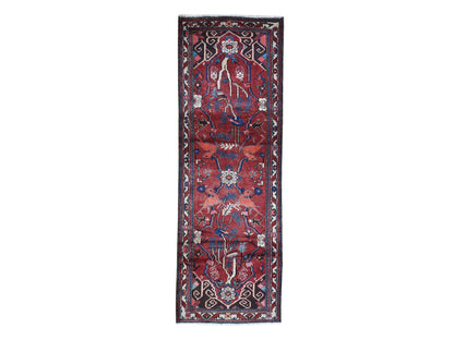 Red 3'5" x 9'7" Persian Hand knotted Wool Rug - Sku: O059860