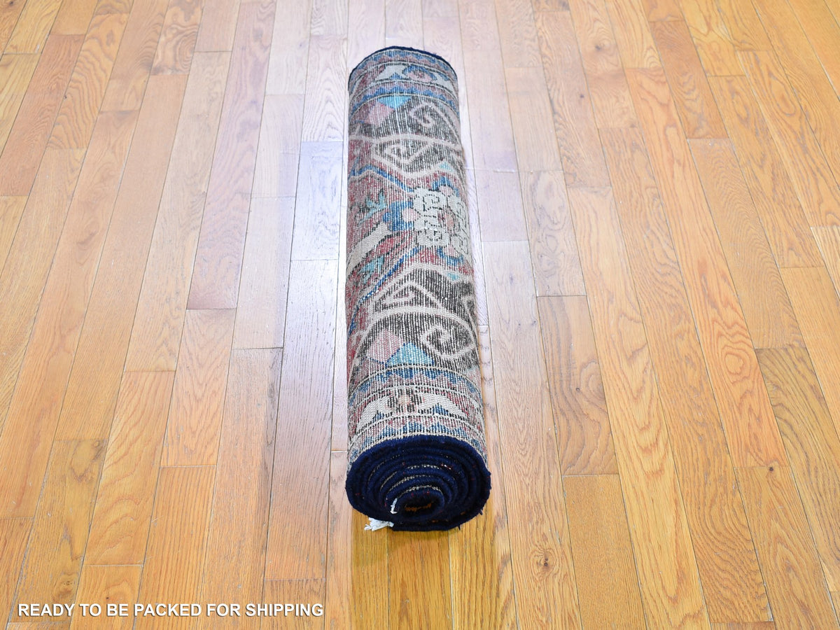 Persian hand-knotted wool runner in Red & Ivory, 3'5" x 9'7" — SKU O059860 (view 5)