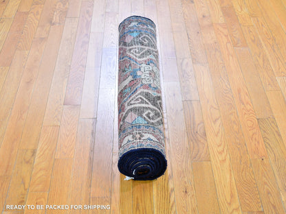 Persian hand-knotted wool runner in Red & Ivory, 3'5" x 9'7" — SKU O059860 (view 5)