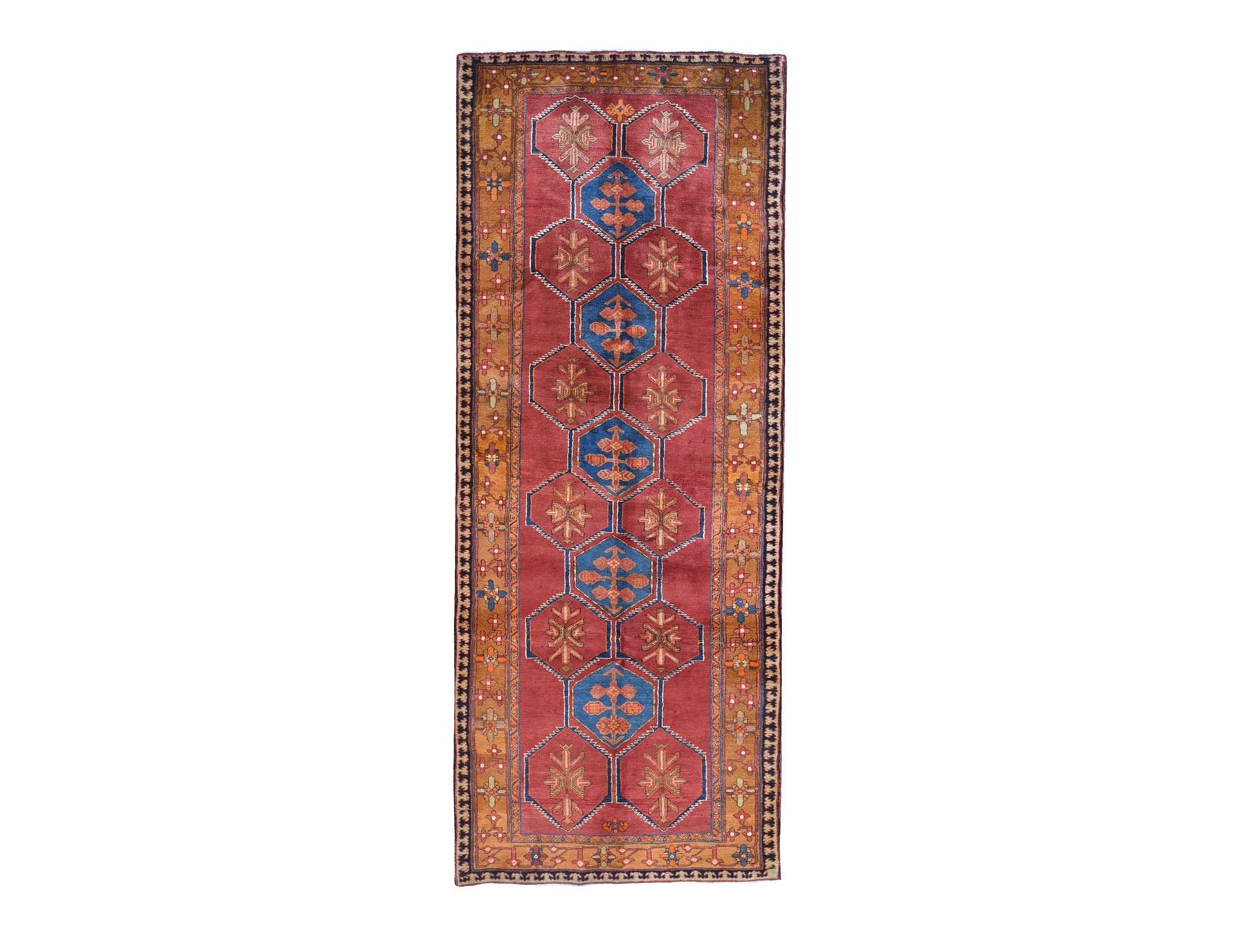Persian hand-knotted wool runner in Red & Orange, 5' x 12'9" — SKU O059867