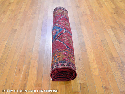 Red 5'0" x 12'9" Persian Hand knotted Wool Rug - Sku: O059867