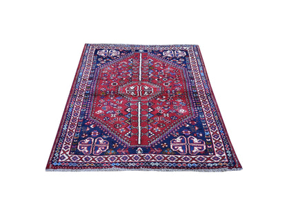 Shiraz Persian hand-knotted wool rug in Red & Ivory, 3'5" x 5'4" — SKU O059888