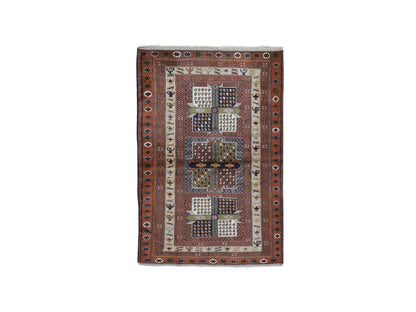 Brown 4'0" x 5'10" Persian Hand knotted Wool Rug - Sku: O059925