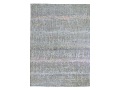 Pink 9'0" x 12'5" Modern / Contemporary Hand knotted Wool/Silk Rug - Sku: O059948