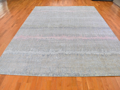 Pink 9'0" x 12'5" Modern / Contemporary Hand knotted Wool/Silk Rug - Sku: O059948