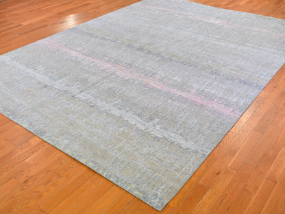 Pink 9'0" x 12'5" Modern / Contemporary Hand knotted Wool/Silk Rug - Sku: O059948