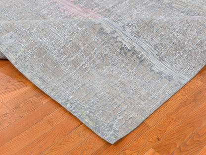 Pink 9'0" x 12'5" Modern / Contemporary Hand knotted Wool/Silk Rug - Sku: O059948