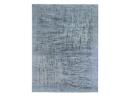 Grey 7'10" x 10'0" Transitional Hand knotted Wool Rug - Sku: O059950