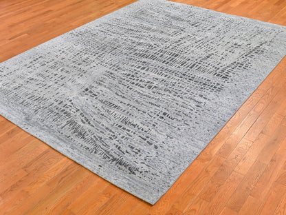 Grey 7'10" x 10'0" Transitional Hand knotted Wool Rug - Sku: O059950