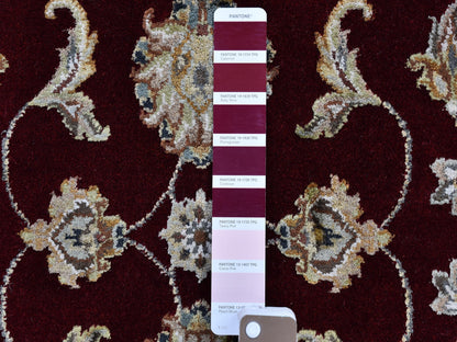 Red 5'0" x 5'0" Traditional Hand knotted Wool/Silk Rug - Sku: O059951
