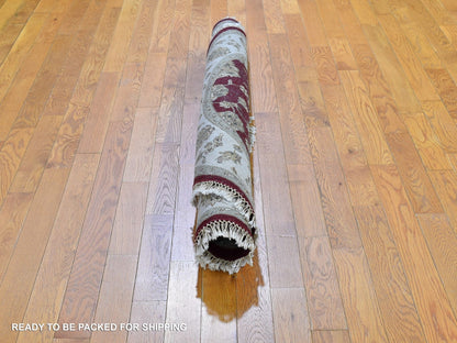Red 5'0" x 5'0" Traditional Hand knotted Wool/Silk Rug - Sku: O059951